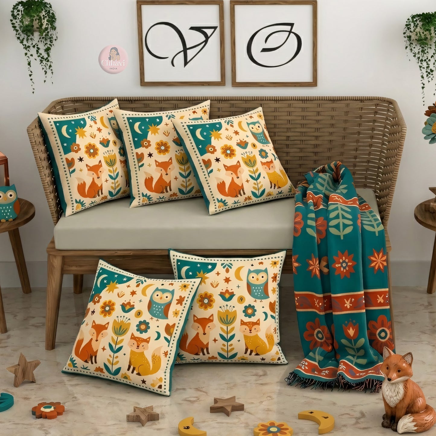 CHHAVI INDIA Microfiber Cushions Cover Pack of 5