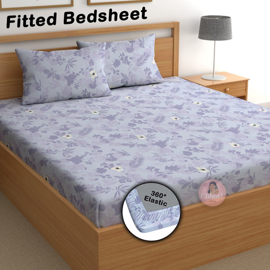 CHHAVI INDIA 180 TC Microfiber Double Fitted  Size Printed Bedsheet