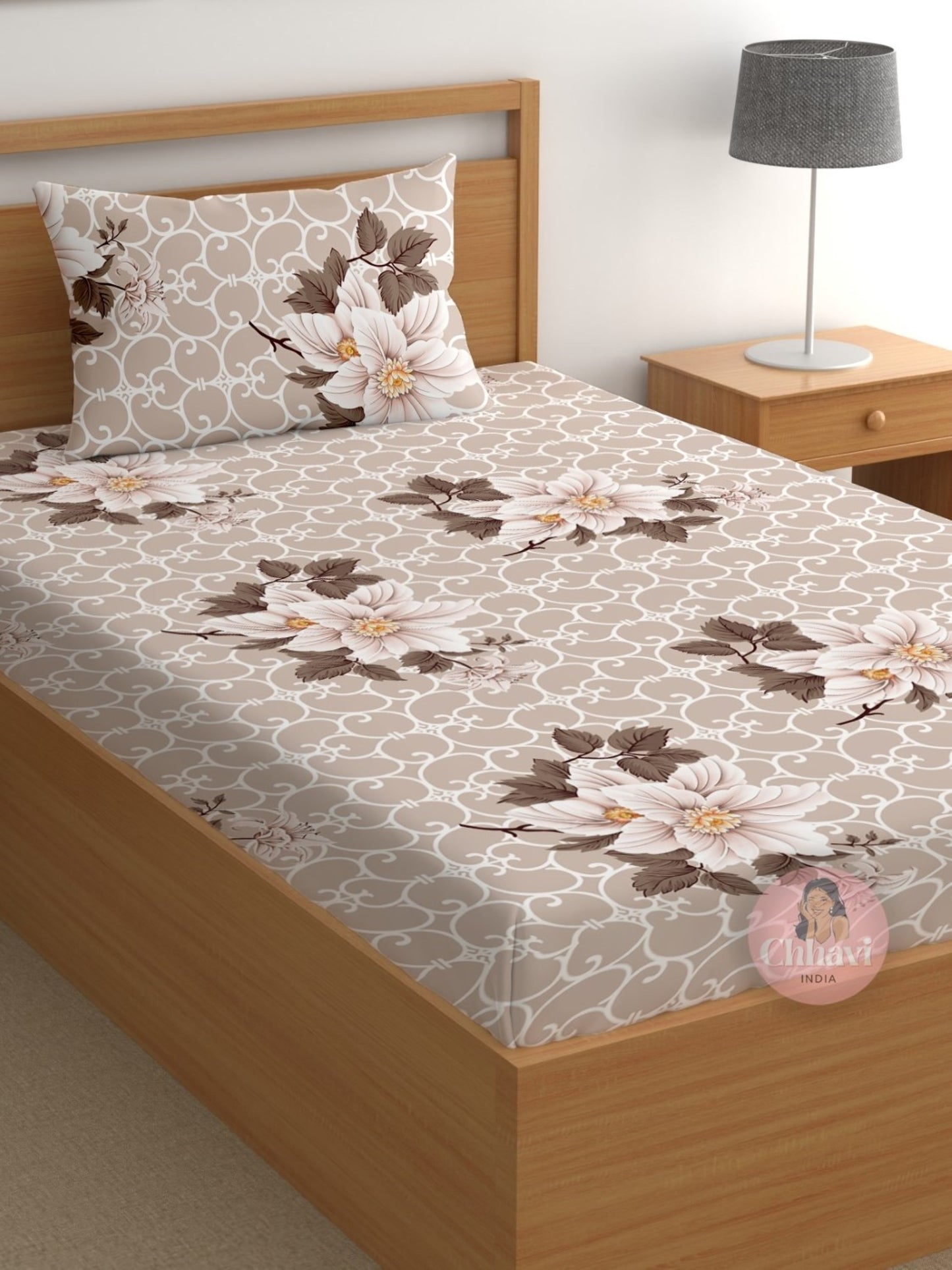 CHHAVI INDIA 180 TC Microfiber Printed Single Bedsheet With 1 Pillow Cover