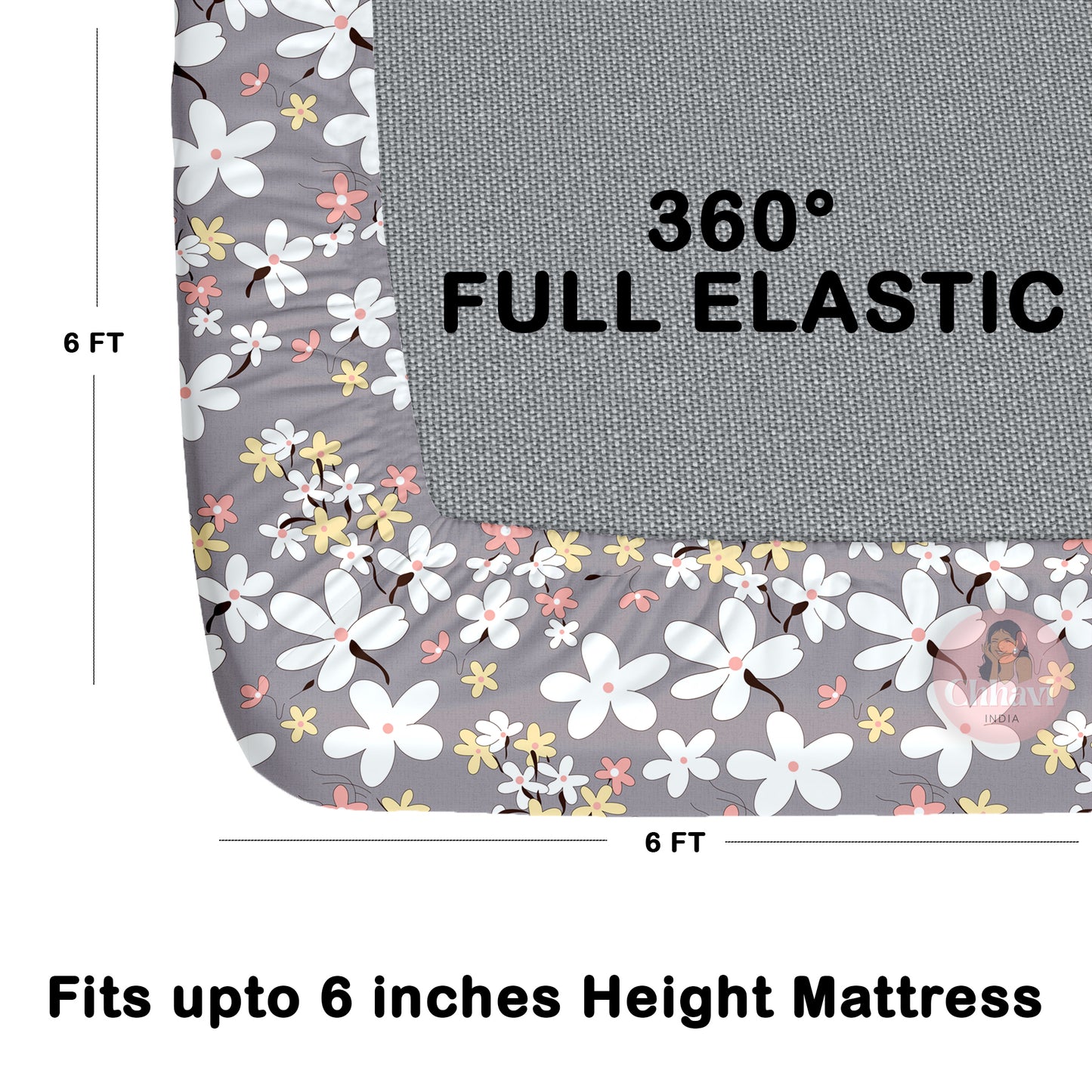 CHHAVI INDIA 210 TC Microfiber Waterproof Printed Fitted (Elastic) Bedsheet