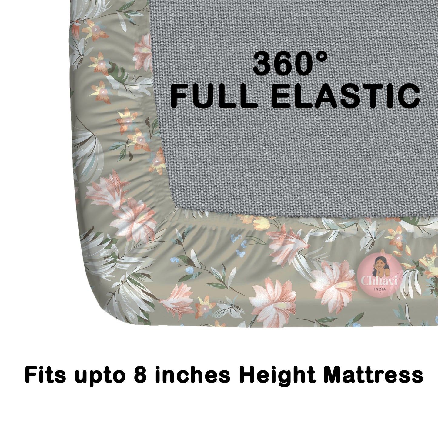 CHHAVI INDIA 210 TC Microfiber Waterproof Printed Fitted (Elastic) Bedsheet