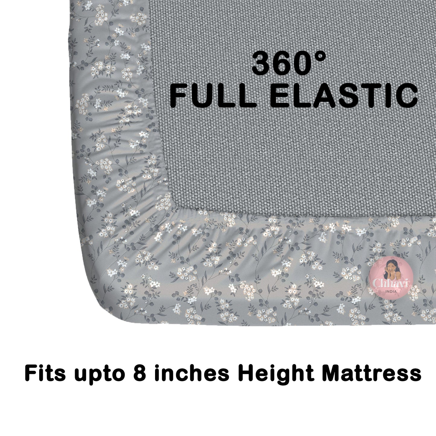 CHHAVI INDIA 210 TC Microfiber Waterproof Printed Fitted (Elastic) Bedsheet