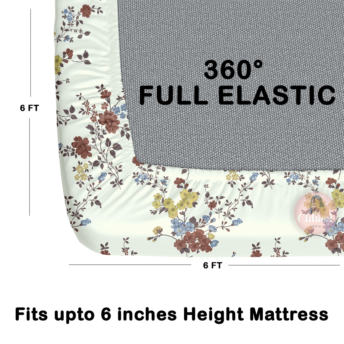 CHHAVI INDIA 210 TC Microfiber Waterproof Printed Fitted (Elastic) Bedsheet