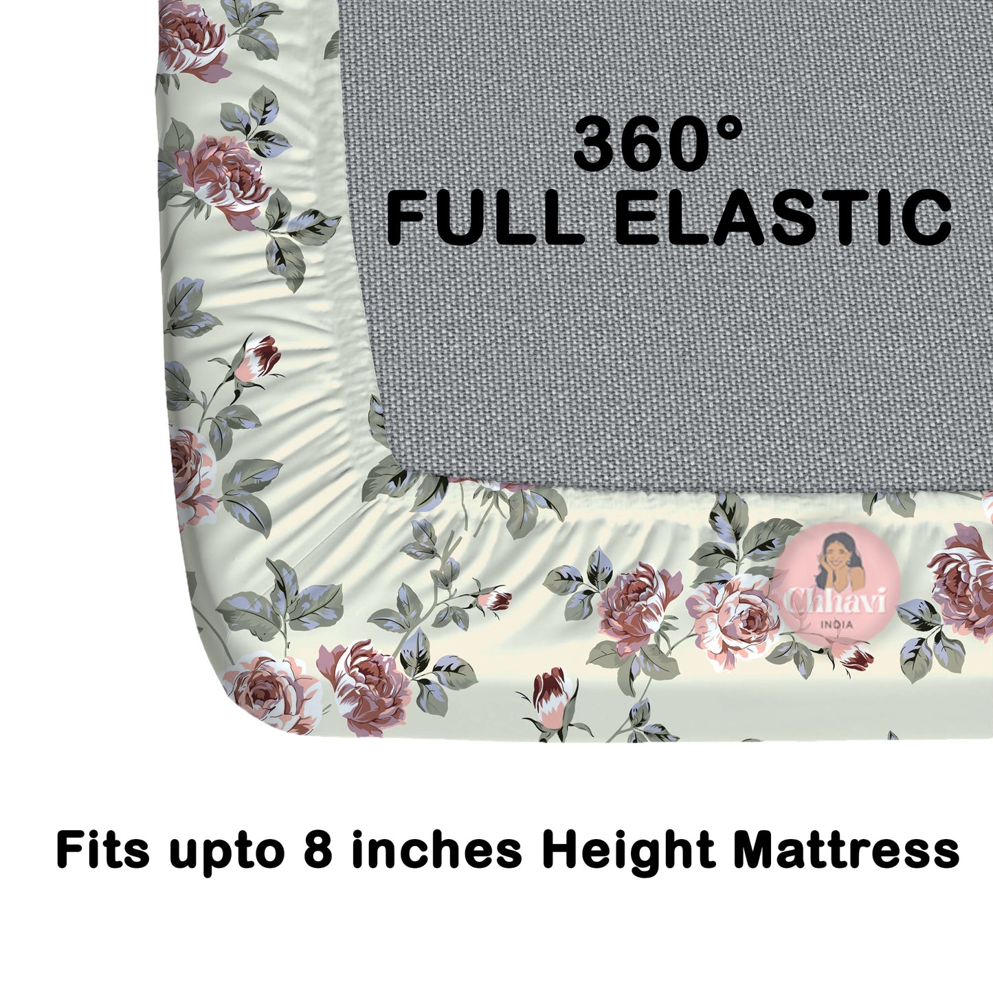 CHHAVI INDIA 210 TC Microfiber Waterproof Printed Fitted (Elastic) Bedsheet