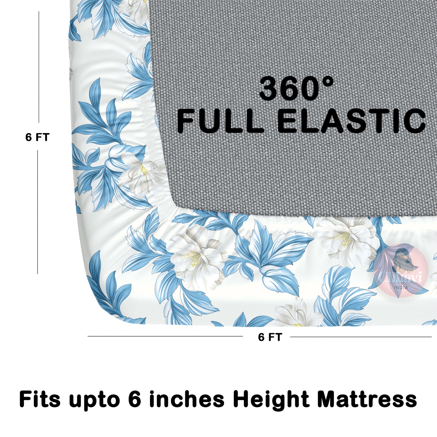 CHHAVI INDIA 210 TC Microfiber Waterproof Printed Fitted (Elastic) Bedsheet