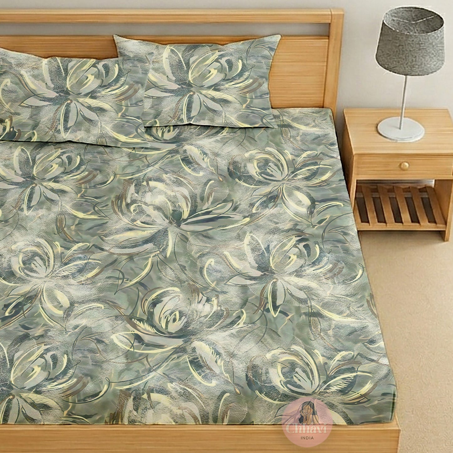 CHHAVI INDIA 210 TC Microfiber Printed King Size Bedsheet With 2 Pillow Covers