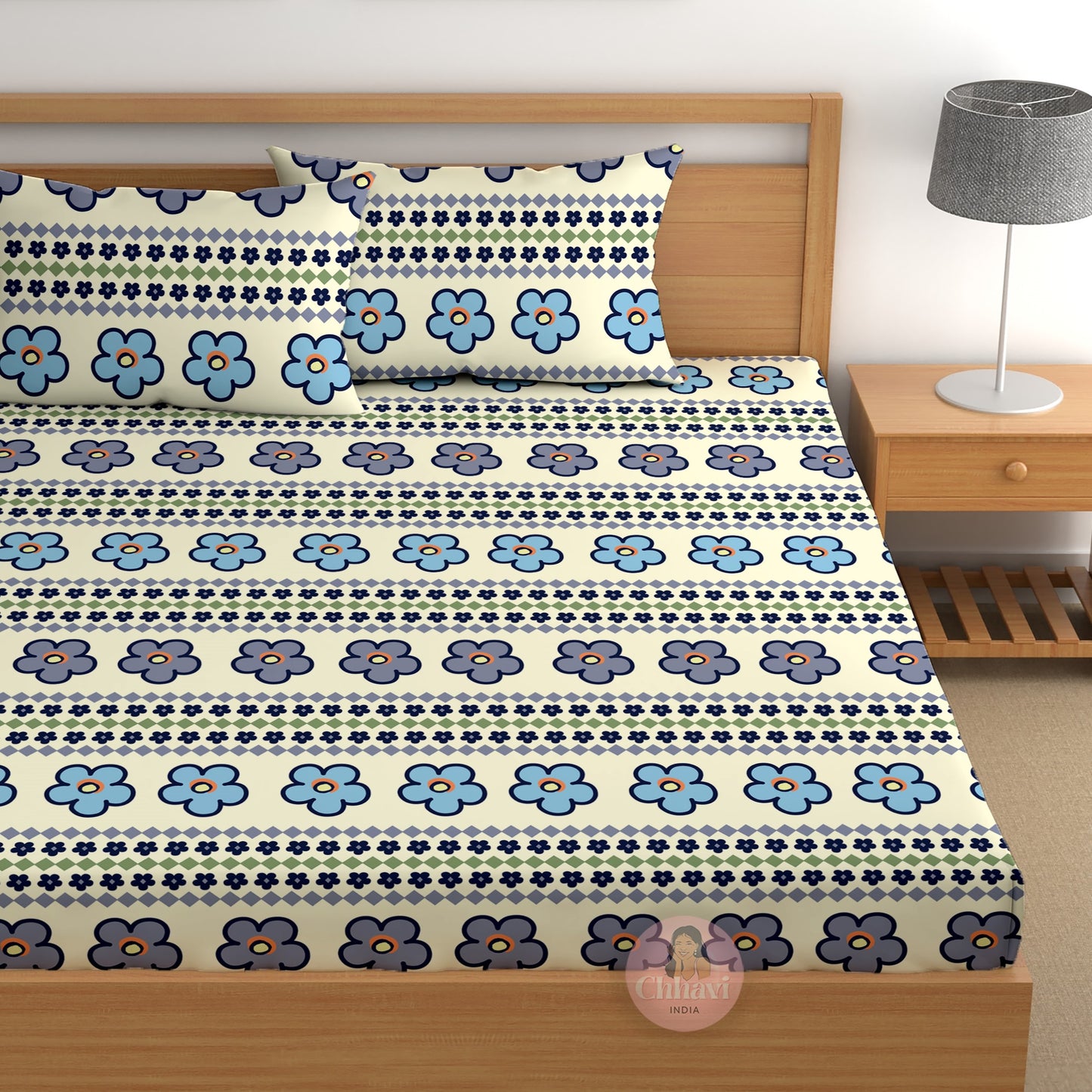 CHHAVI INDIA 210 TC Microfiber Printed Double Bedsheet With 2 Pillow Covers
