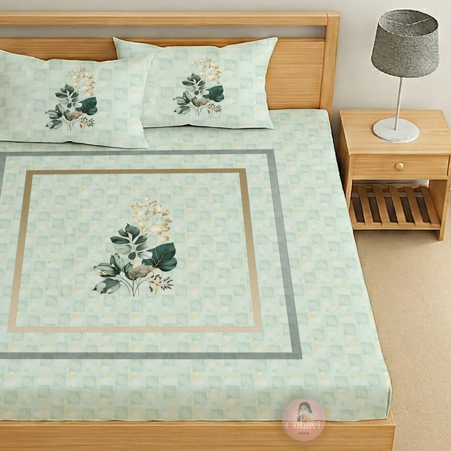 CHHAVI INDIA 210 TC Microfiber Printed King Size Bedsheet With 2 Pillow Covers