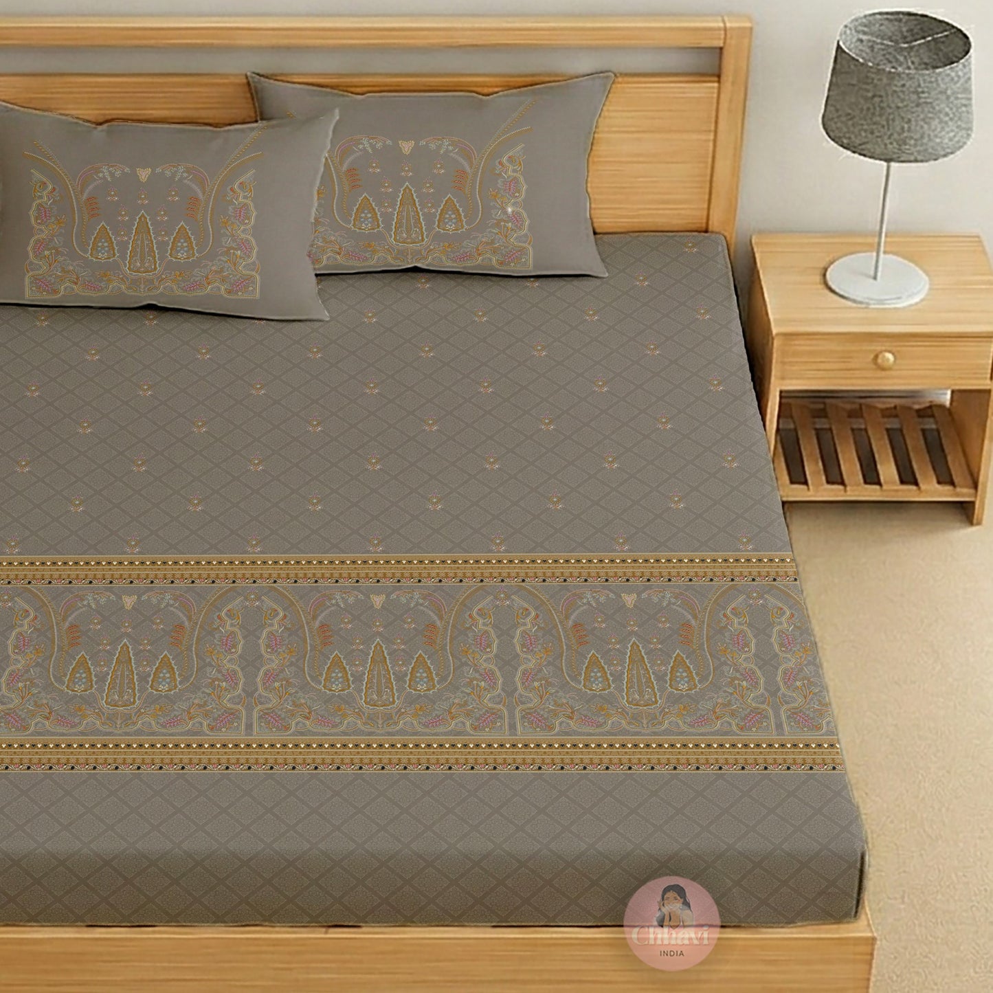 CHHAVI INDIA 210 TC Microfiber Printed King Size Bedsheet With 2 Pillow Covers