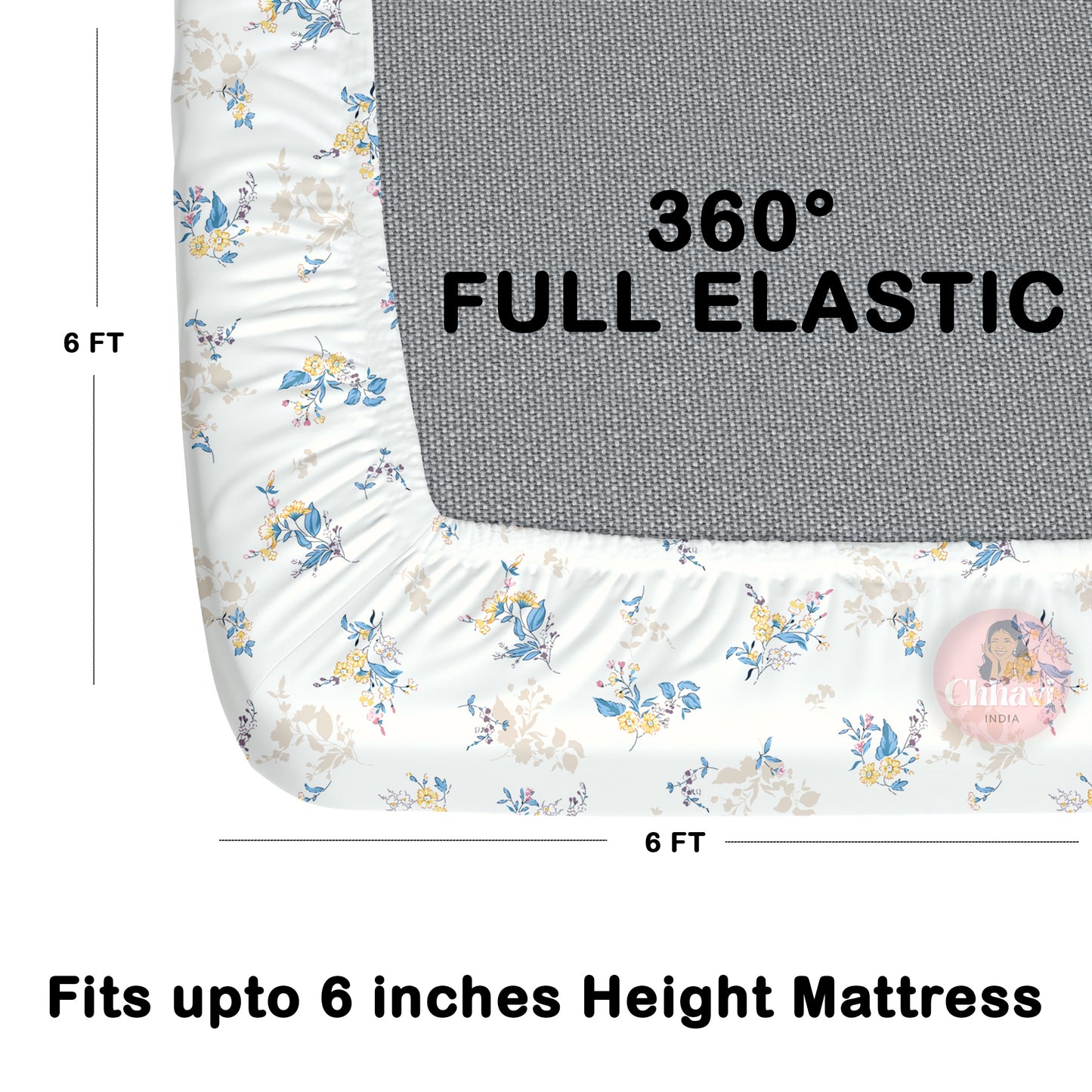 CHHAVI INDIA 210 TC Microfiber Waterproof Printed Fitted (Elastic) Bedsheet