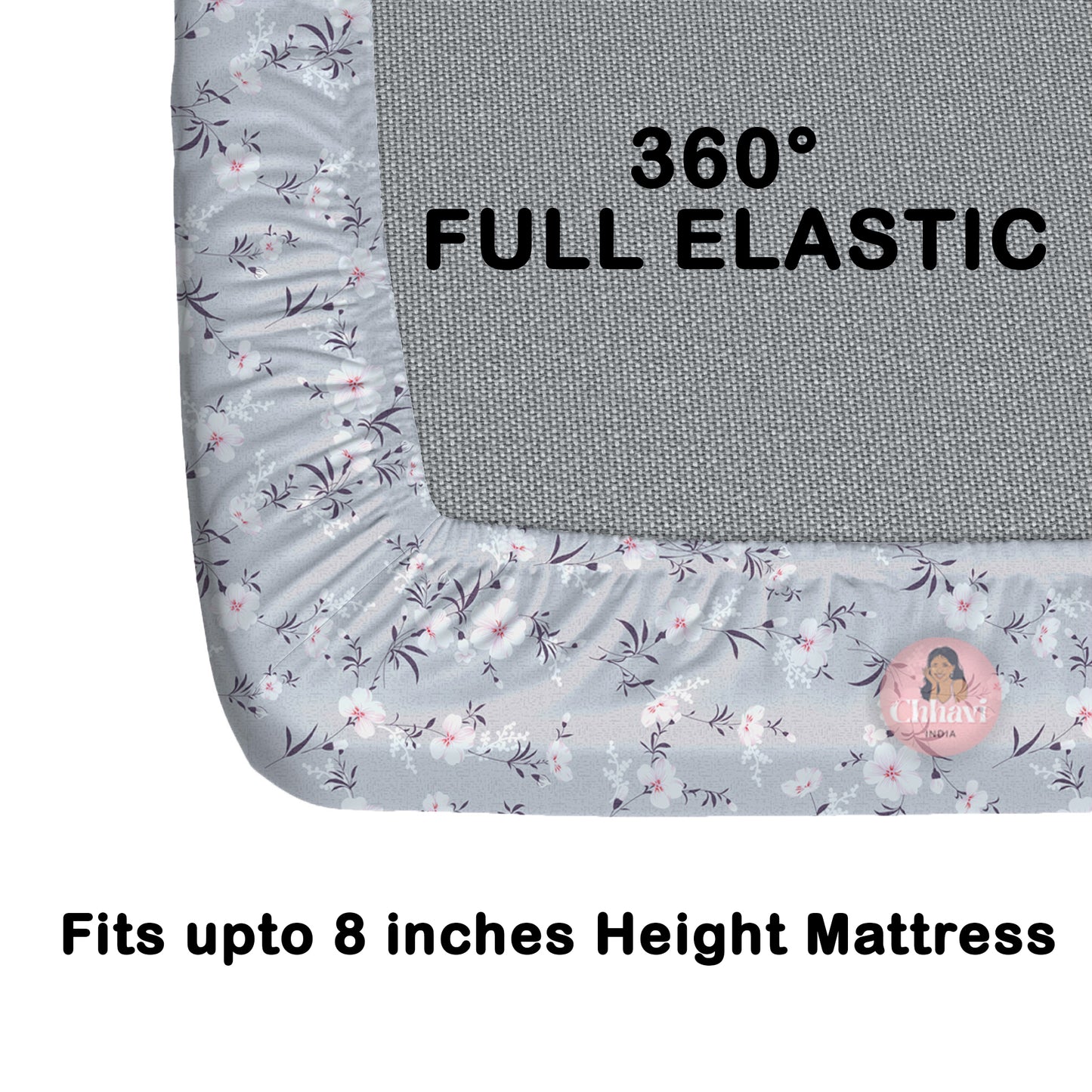 CHHAVI INDIA 210 TC Microfiber Waterproof Printed Fitted (Elastic) Bedsheet