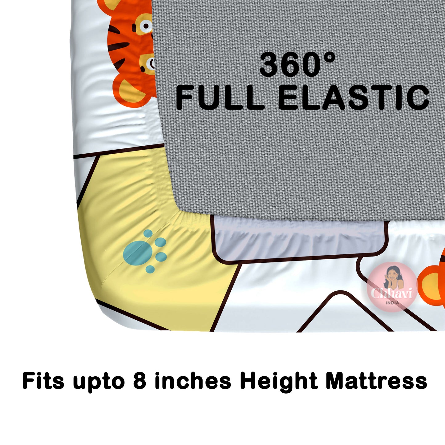 CHHAVI INDIA 210 TC Microfiber Waterproof Printed Fitted (Elastic) Bedsheet