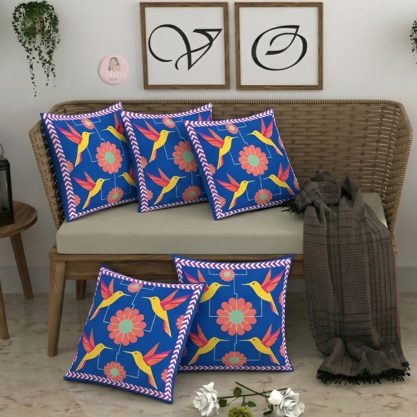 CHHAVI INDIA Microfiber Cushions Cover Pack of 5