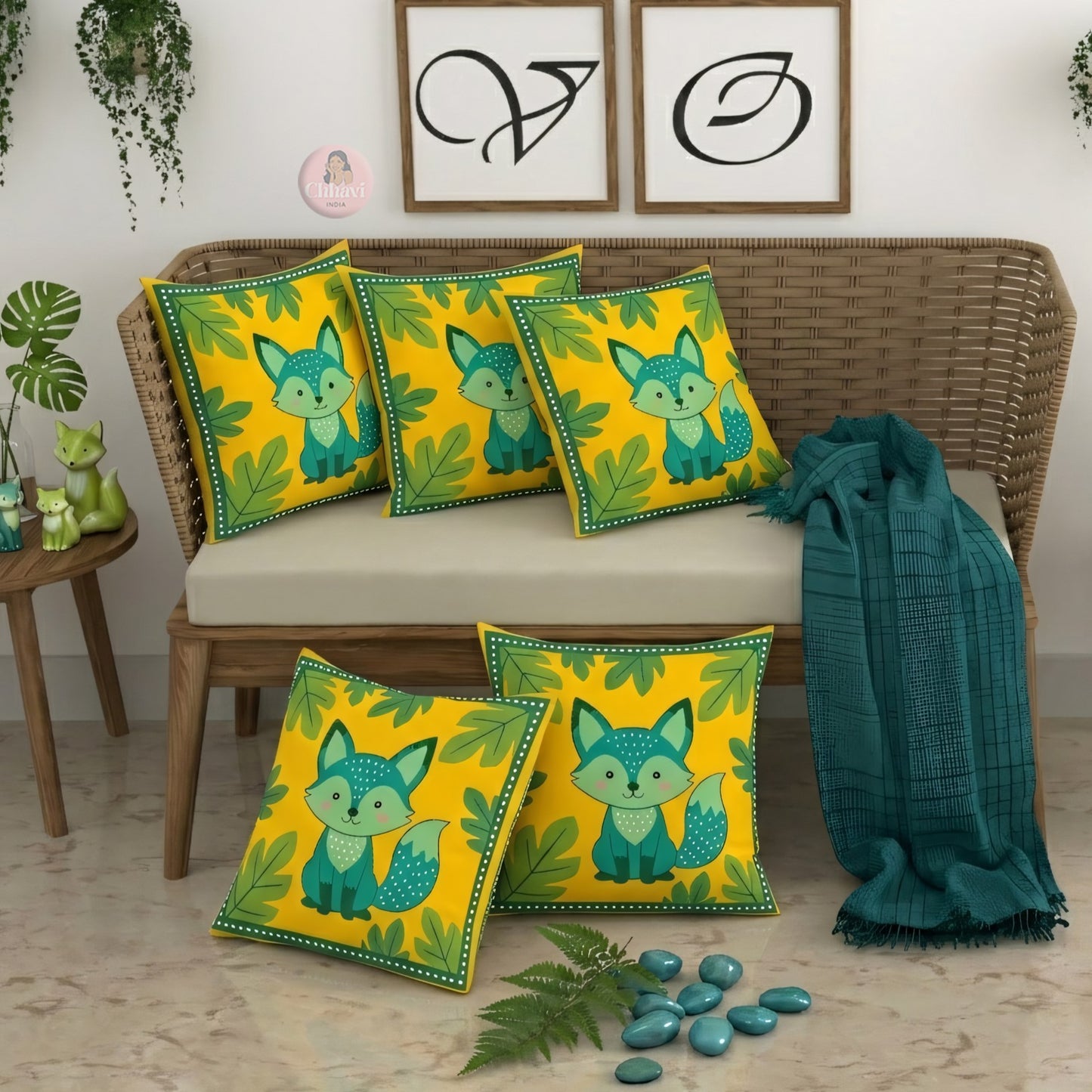 CHHAVI INDIA Microfiber Cushions Cover Pack of 5