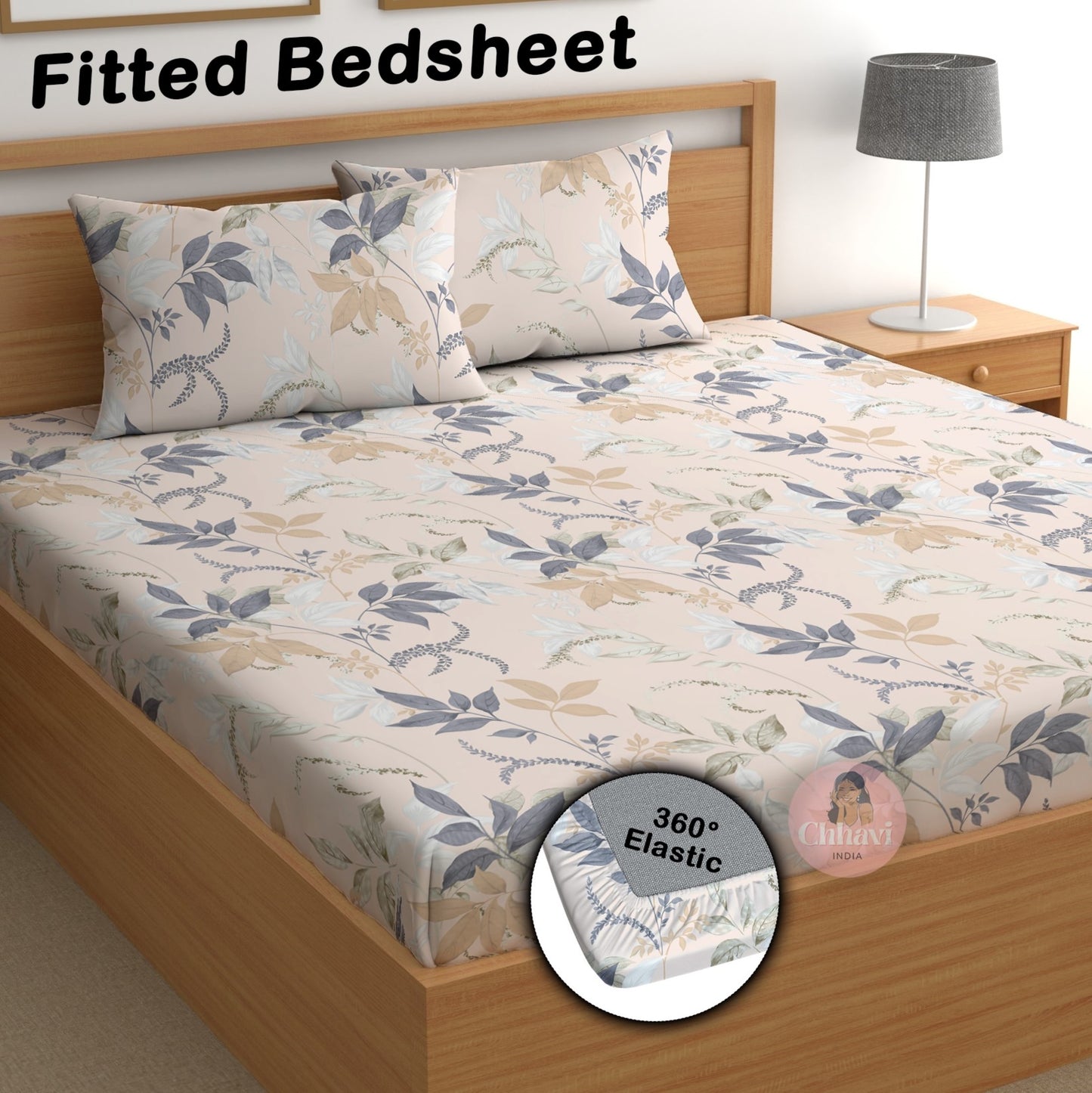 CHHAVI INDIA 180 TC Microfiber Double Fitted  Size Printed Bedsheet