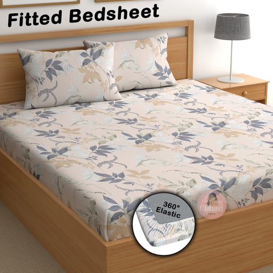 CHHAVI INDIA 180 TC Microfiber Double Fitted  Size Printed Bedsheet