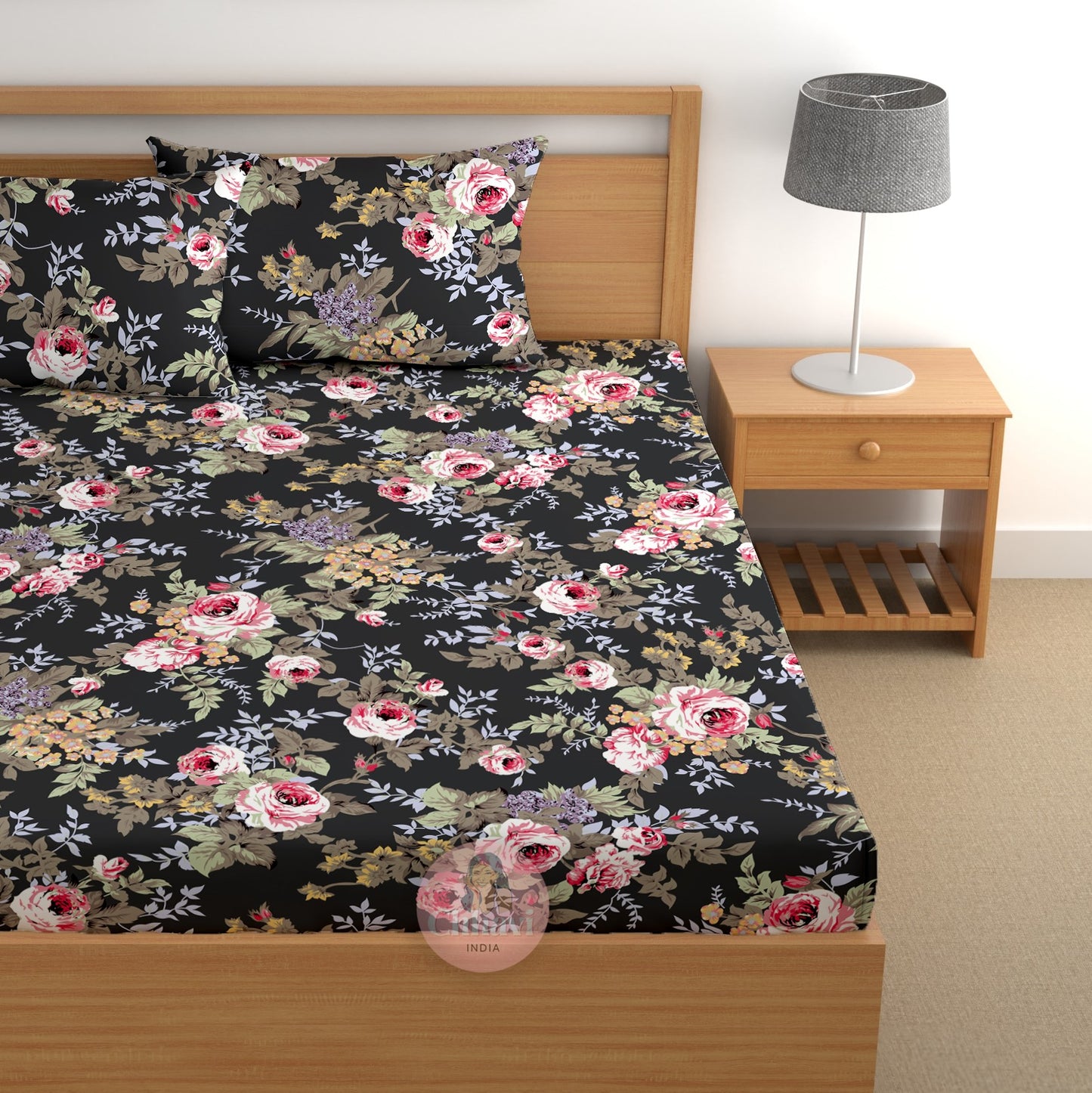 CHHAVI INDIA 180 TC Microfiber Printed Double Bedsheet With 2 Pillow Covers