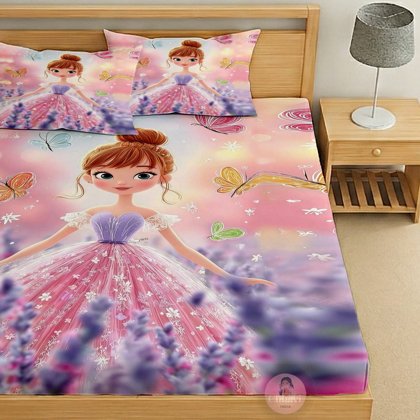 CHHAVI INDIA 210 TC Microfiber Printed King Size Bedsheet With 2 Pillow Covers