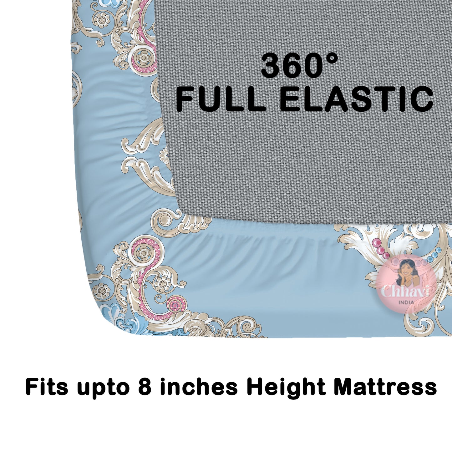 CHHAVI INDIA 210 TC Microfiber Waterproof Printed Fitted (Elastic) Bedsheet