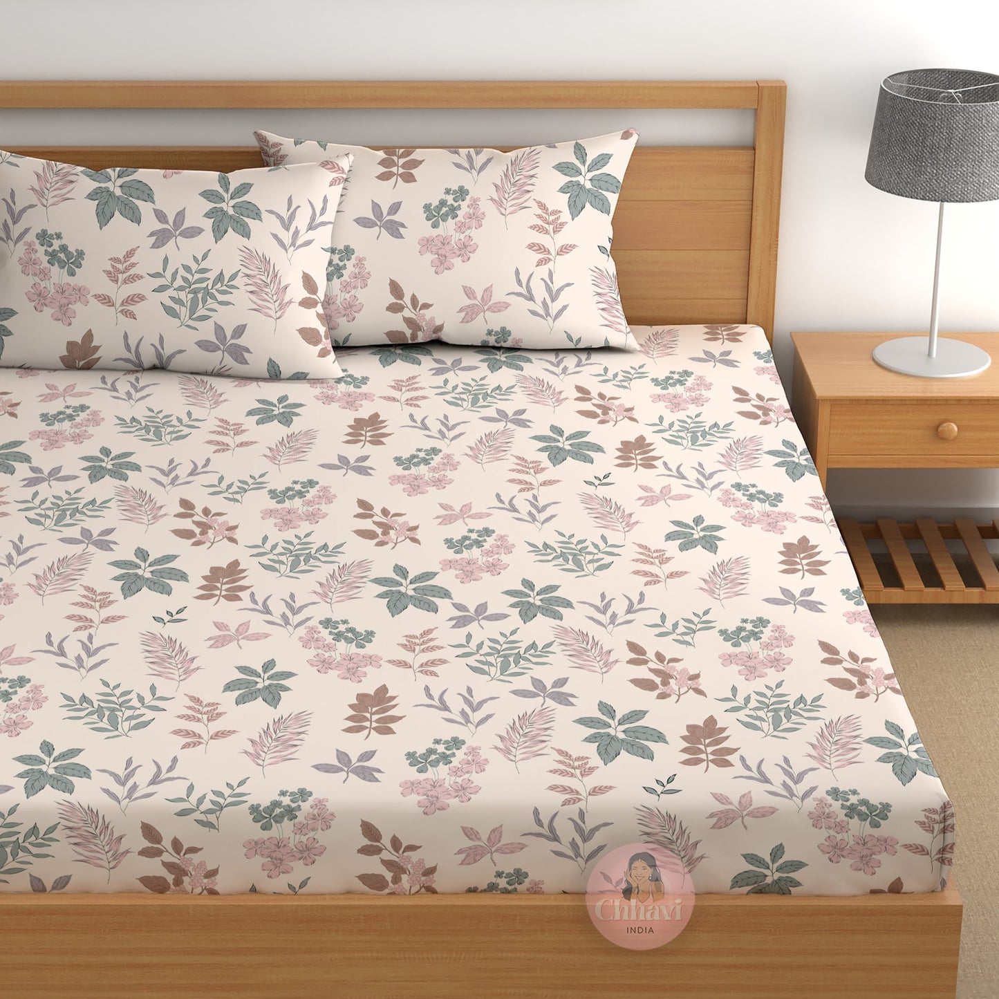 CHHAVI INDIA 210 TC Microfiber Printed Double Bedsheet With 2 Pillow Covers