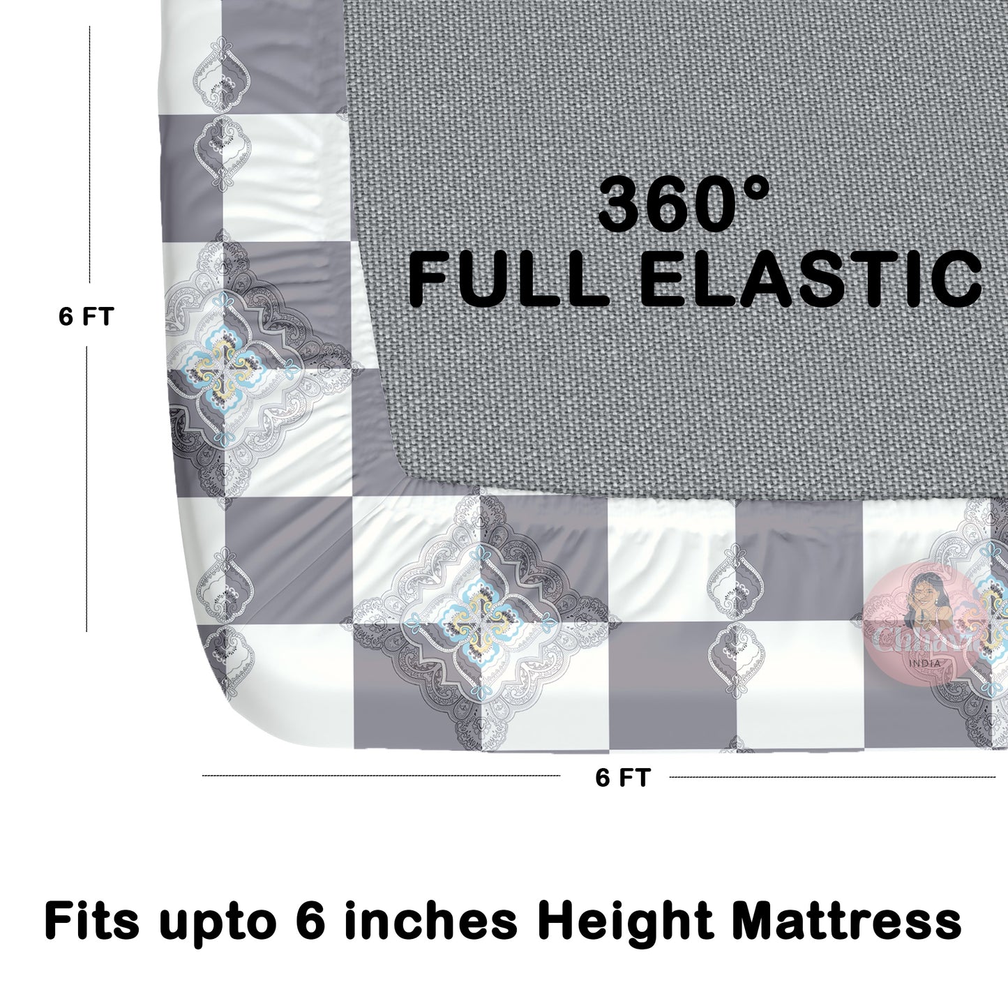 CHHAVI INDIA 210 TC Microfiber Waterproof Printed Fitted (Elastic) Bedsheet