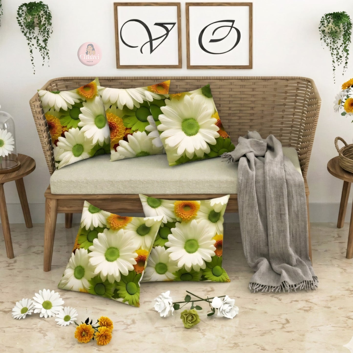 CHHAVI INDIA Microfiber Cushions Cover Pack of 5