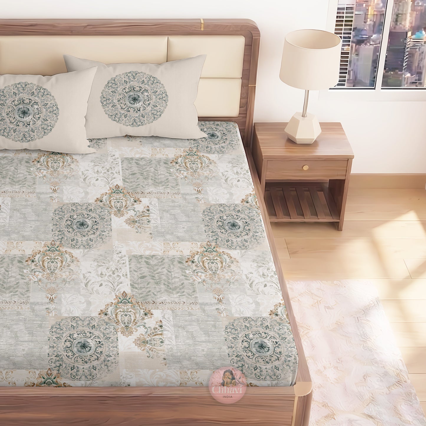 CHHAVI INDIA 210 TC Microfiber Printed King Size Bedsheet With Pillow Covers