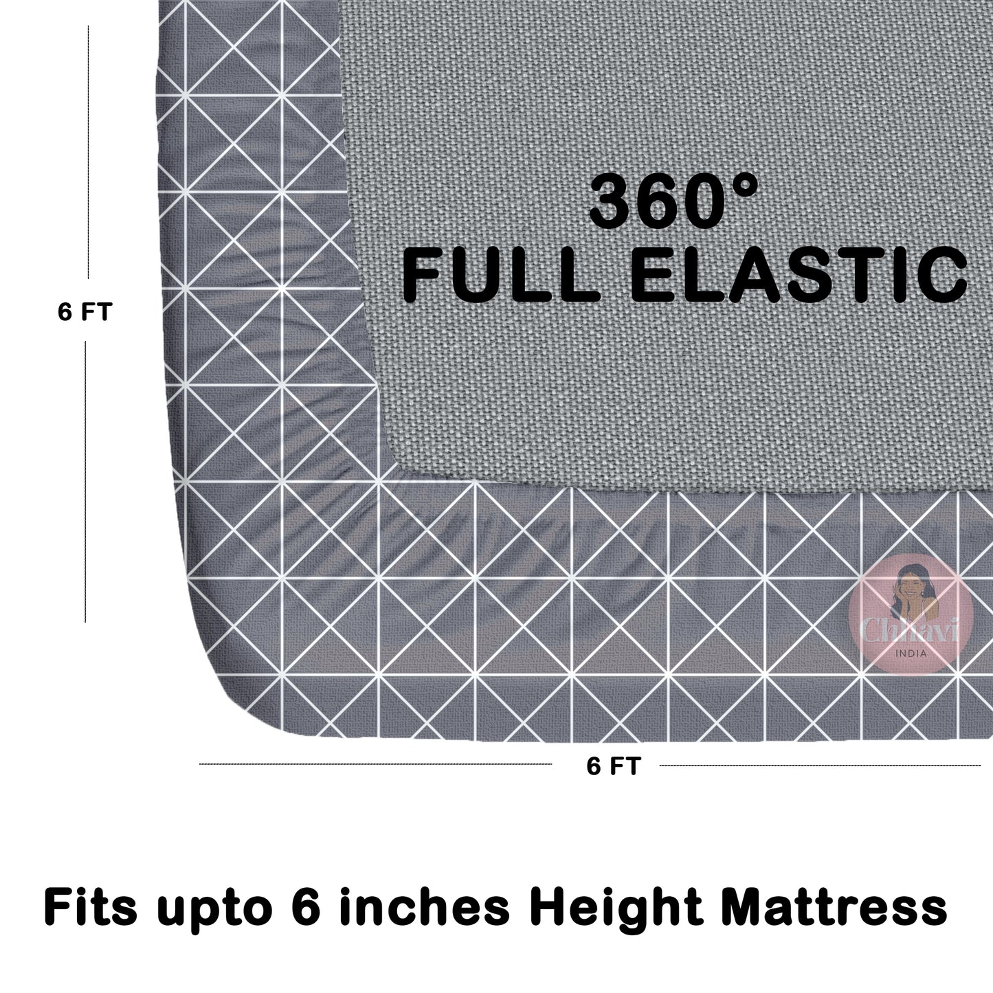 CHHAVI INDIA 210 TC Microfiber Waterproof Printed Fitted (Elastic) Bedsheet