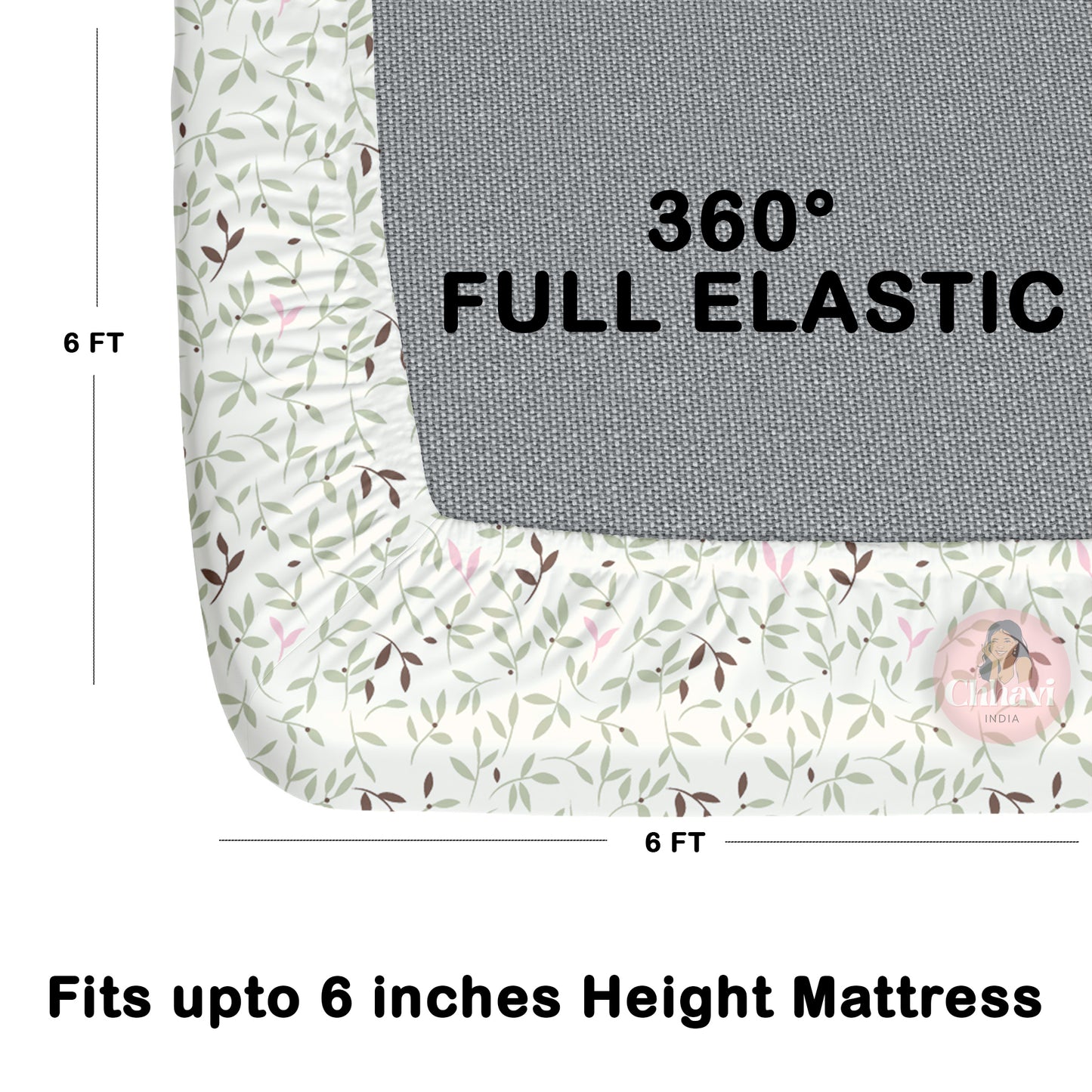 CHHAVI INDIA 210 TC Microfiber Waterproof Printed Fitted (Elastic) Bedsheet