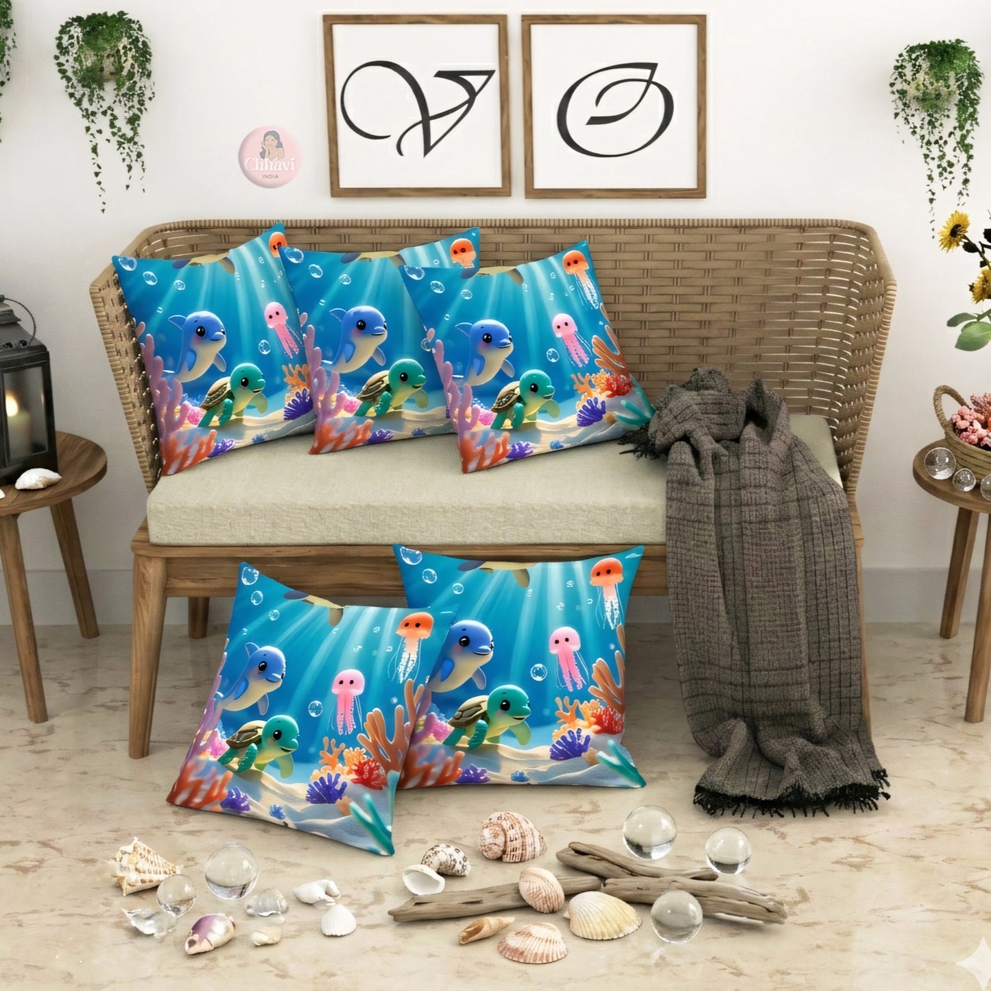 CHHAVI INDIA Microfiber Cushions Cover Pack of 5