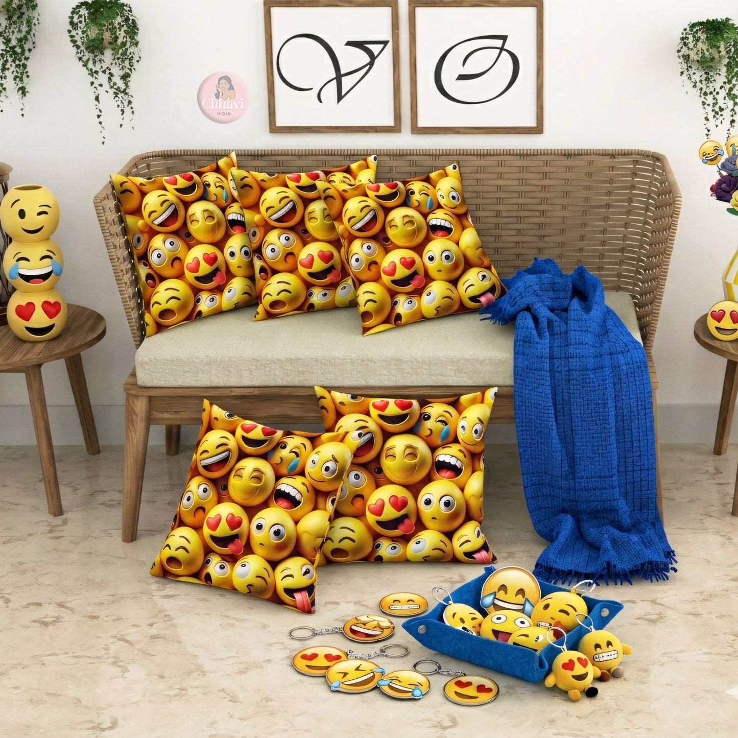 CHHAVI INDIA Microfiber Cushions Cover Pack of 5