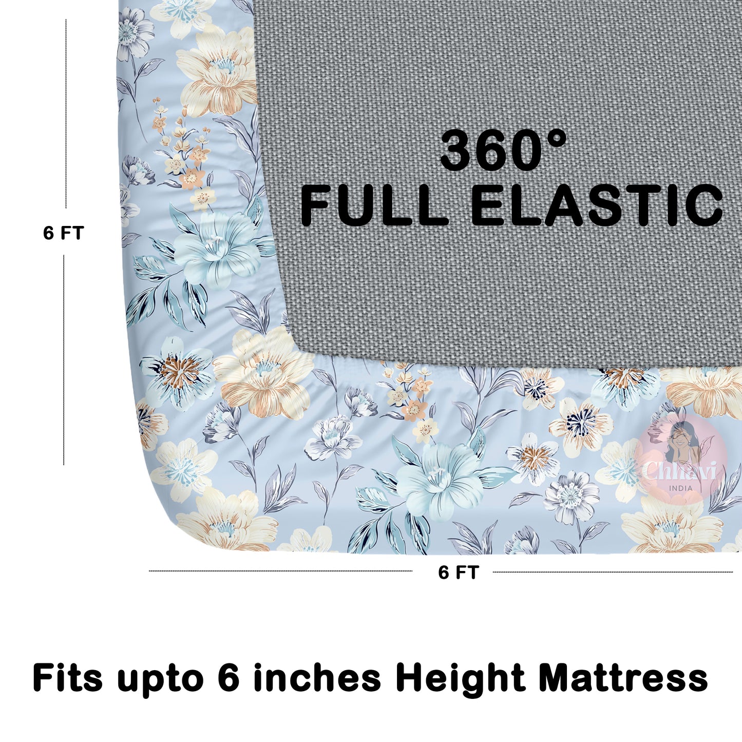 CHHAVI INDIA 210 TC Microfiber Waterproof Printed Fitted (Elastic) Bedsheet