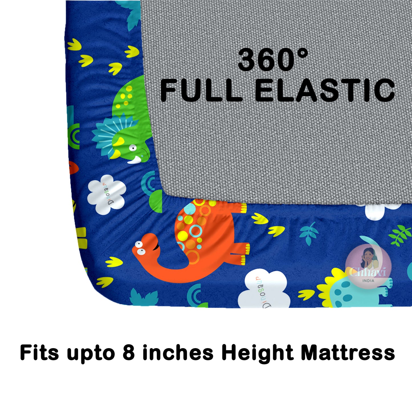 CHHAVI INDIA 210 TC Microfiber Waterproof Printed Fitted (Elastic) Bedsheet