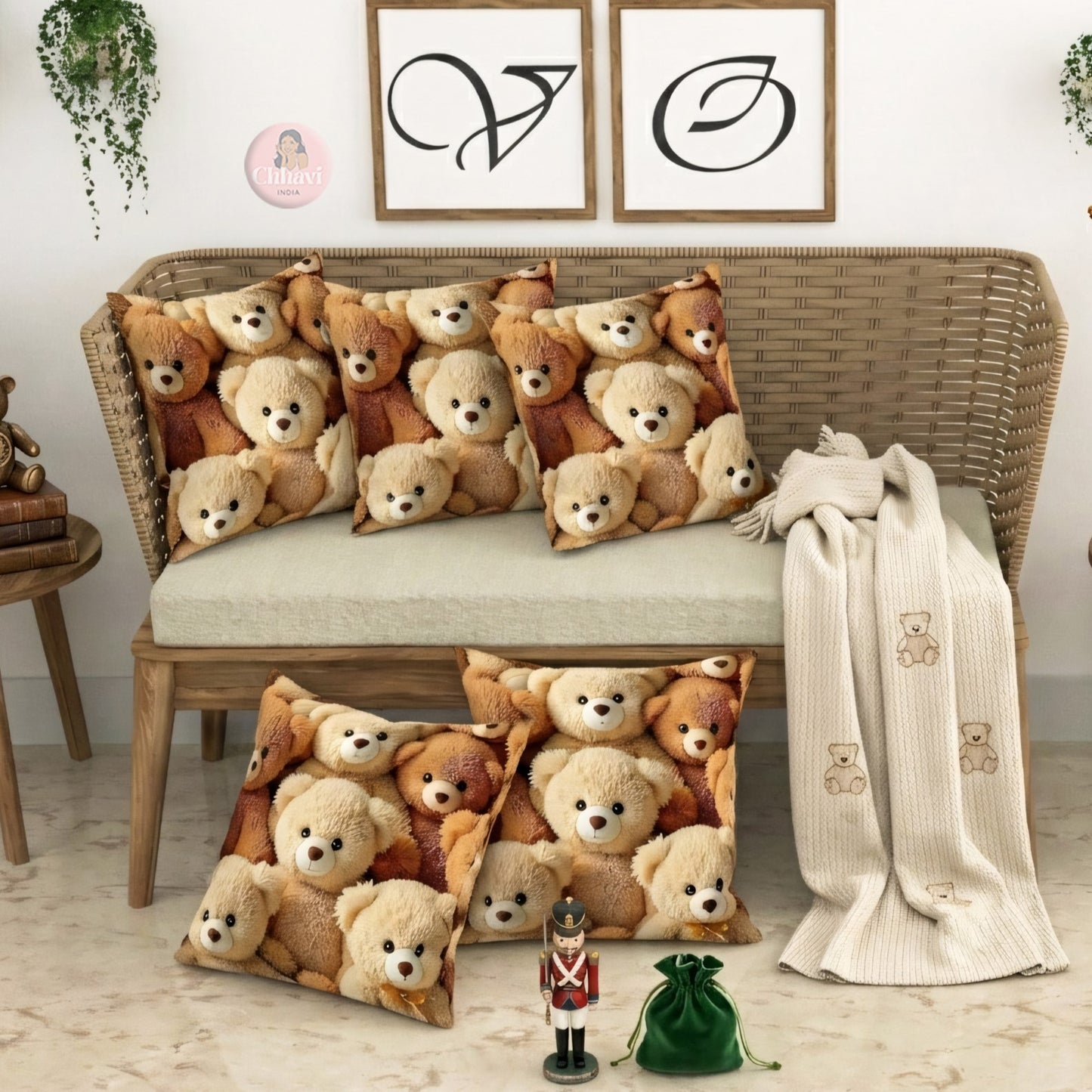 CHHAVI INDIA Microfiber Cushions Cover Pack of 5