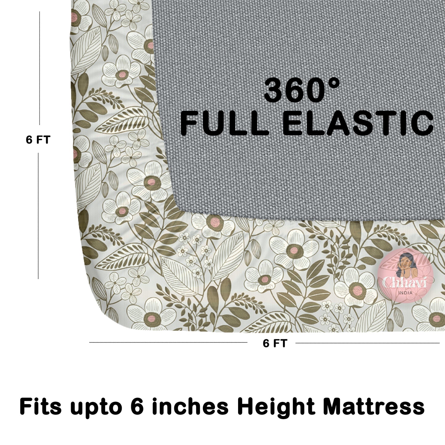 CHHAVI INDIA 210 TC Microfiber Double Fitted  Size Printed Bedsheet