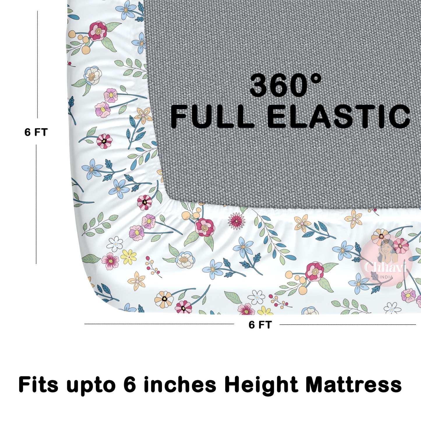 CHHAVI INDIA 210 TC Microfiber Waterproof Printed Fitted (Elastic) Bedsheet