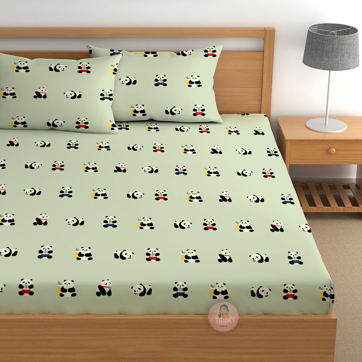 CHHAVI INDIA 210 TC Microfiber Double Fitted  Size Printed Bedsheet with pillow covers