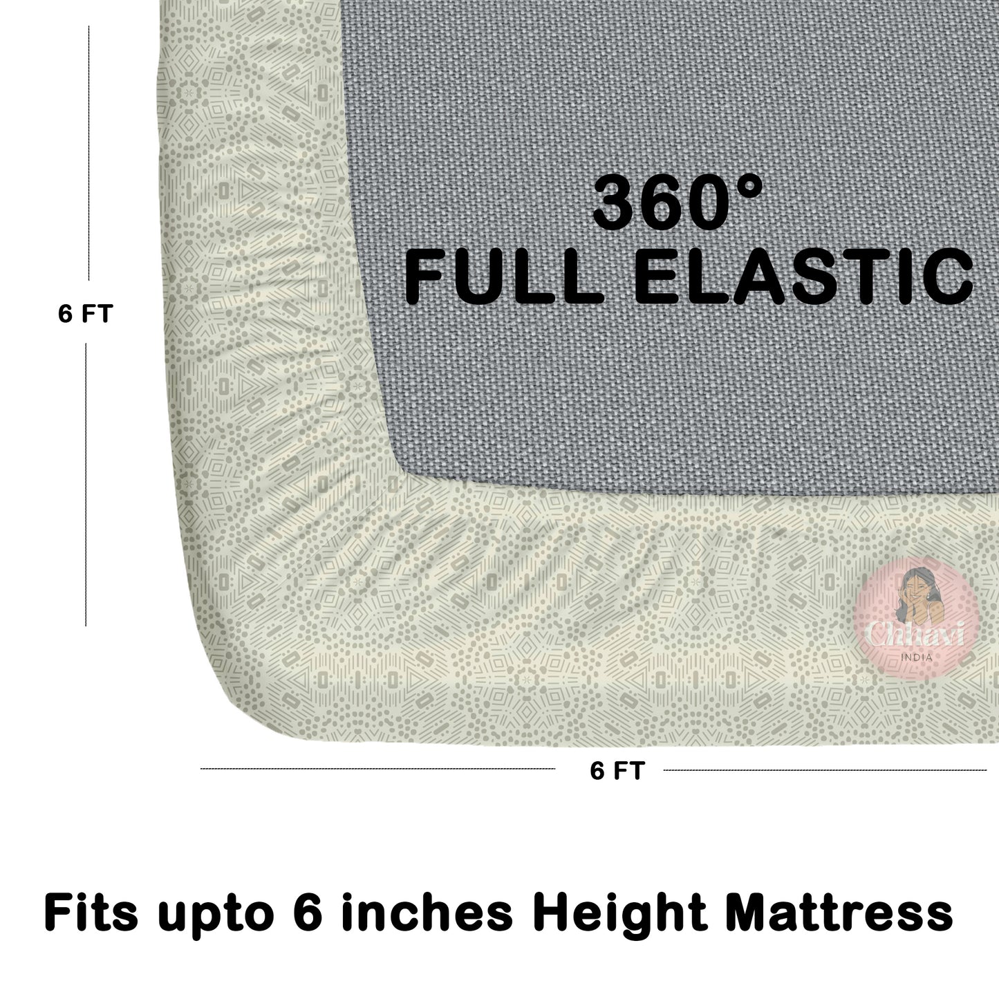 CHHAVI INDIA 210 TC Microfiber Waterproof Printed Fitted (Elastic) Bedsheet