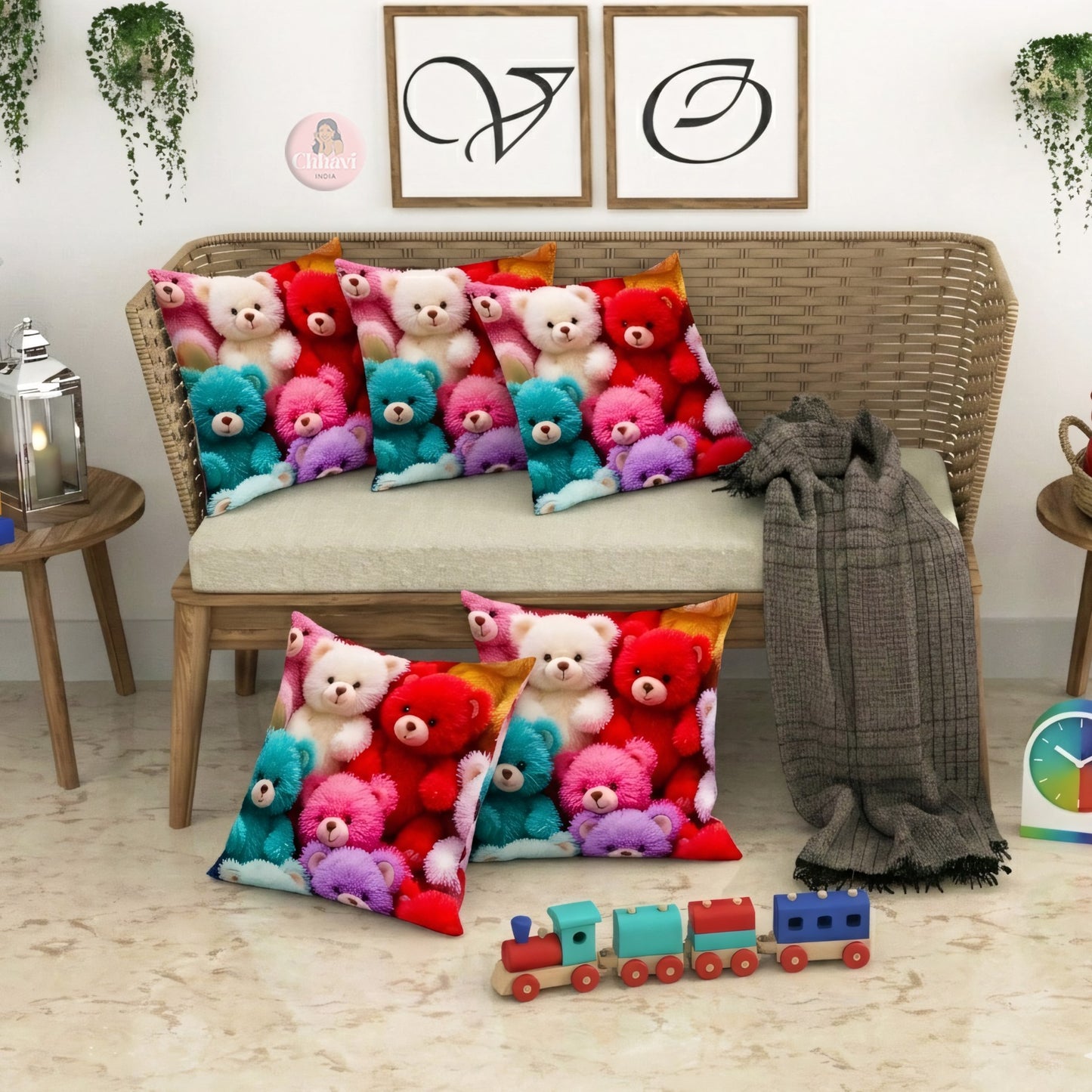 CHHAVI INDIA Microfiber Cushions Cover Pack of 5