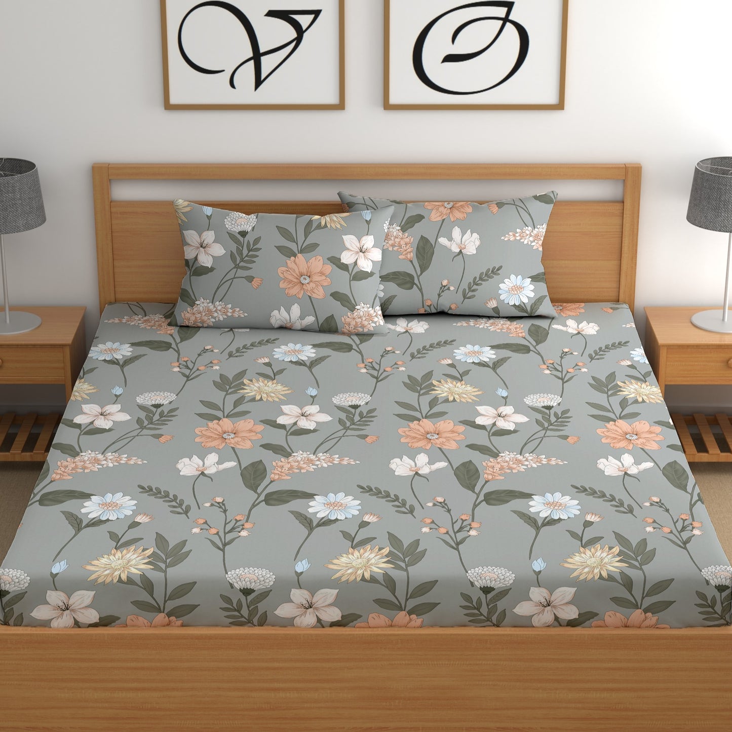 CHHAVI INDIA 210 TC Microfiber Printed King Size Bedsheet With Pillow Covers