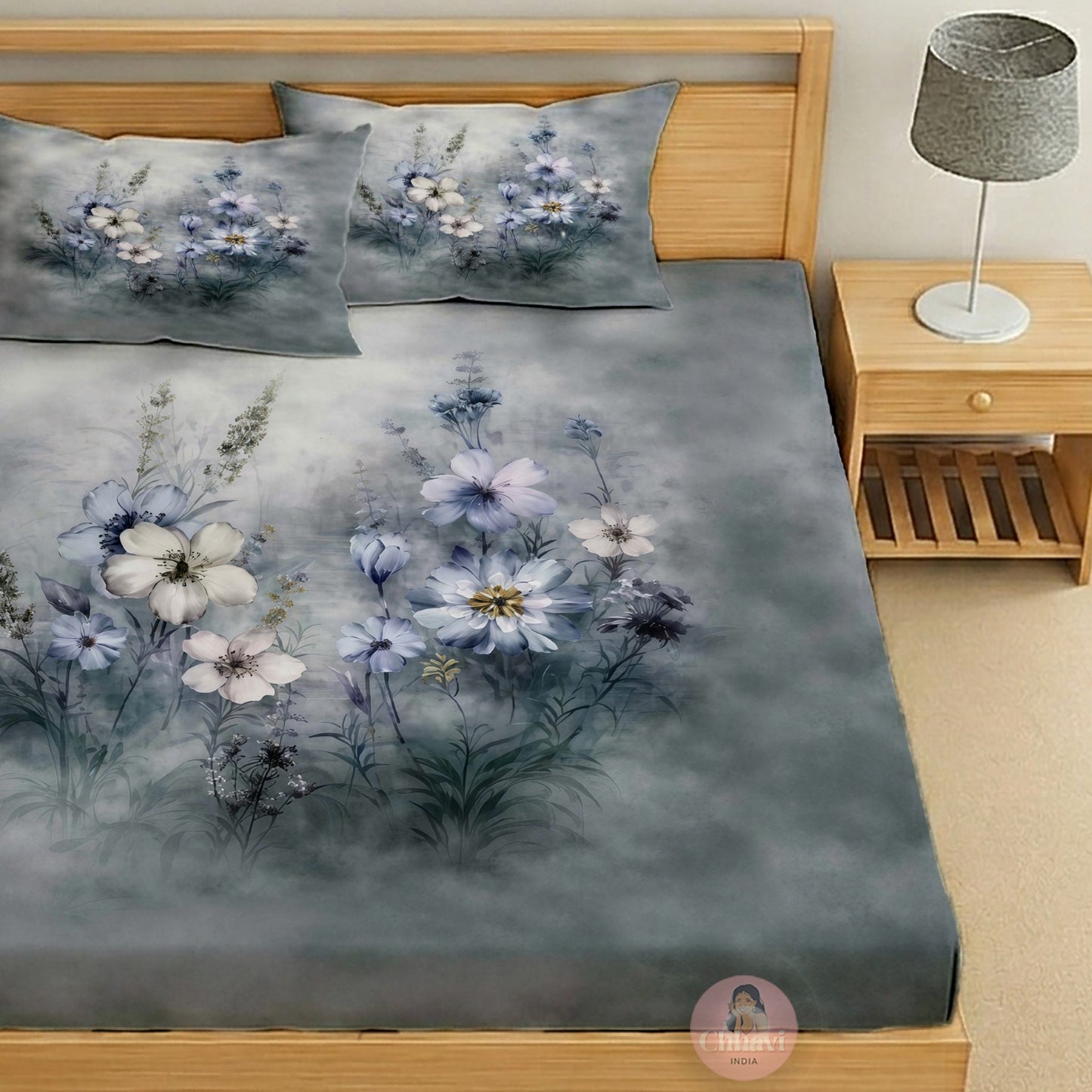 CHHAVI INDIA 210 TC Microfiber Printed King Size Bedsheet With 2 Pillow Covers