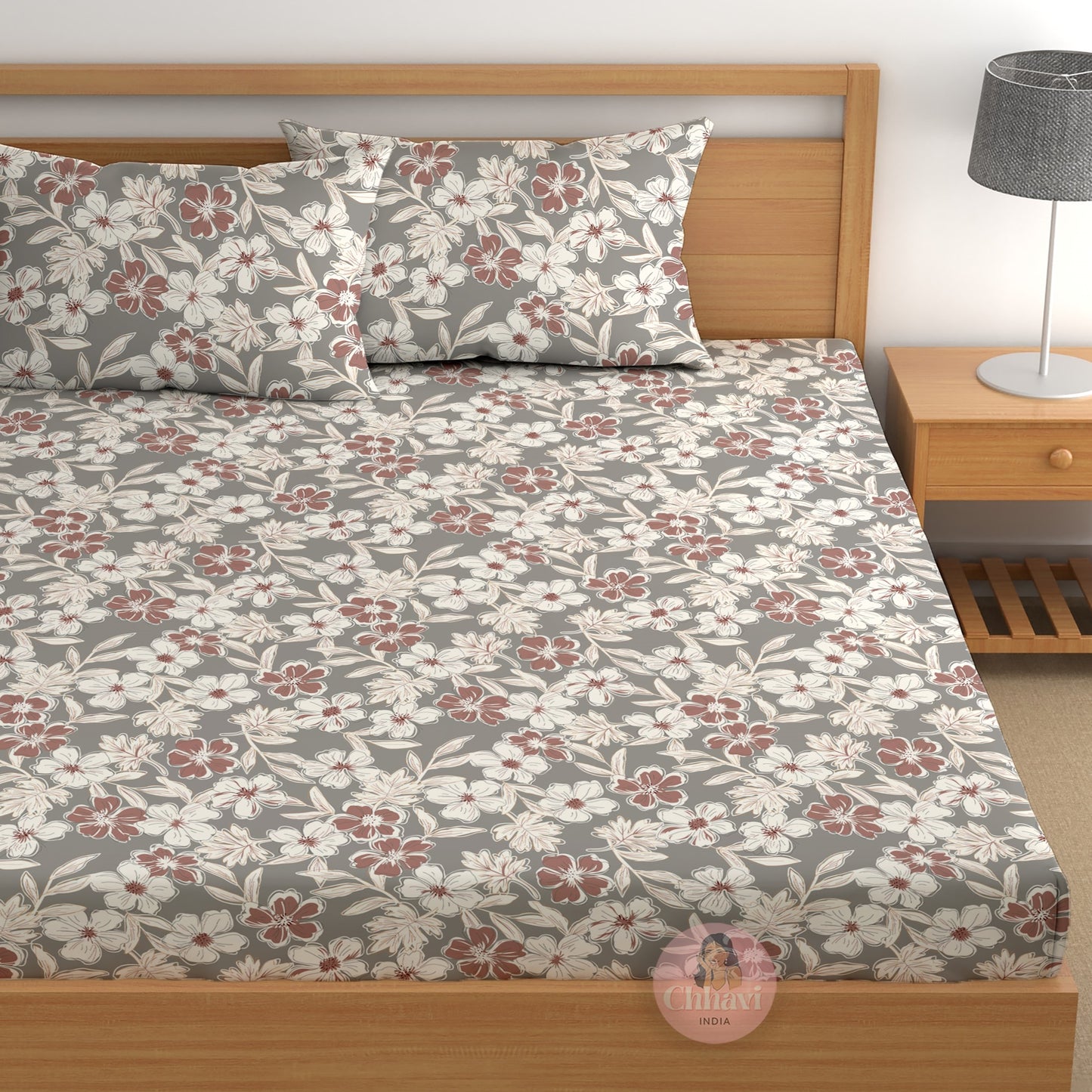 CHHAVI INDIA 210 TC Microfiber Printed Double Bedsheet With 2 Pillow Covers