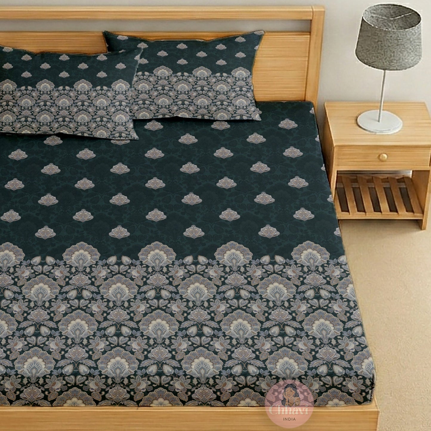 CHHAVI INDIA 210 TC Microfiber Printed King Size Bedsheet With 2 Pillow Covers