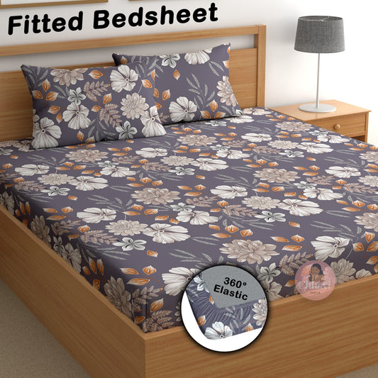 CHHAVI INDIA 180 TC Microfiber Double Fitted  Size Printed Bedsheet