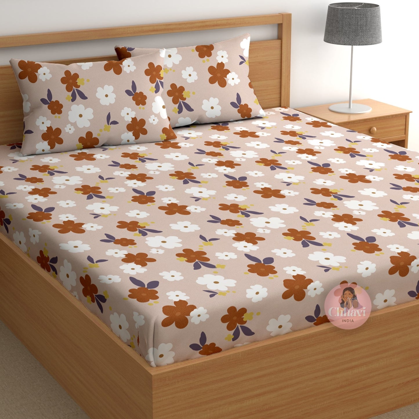 CHHAVI INDIA 180 TC Microfiber Printed Double Bedsheet With 2 Pillow Covers