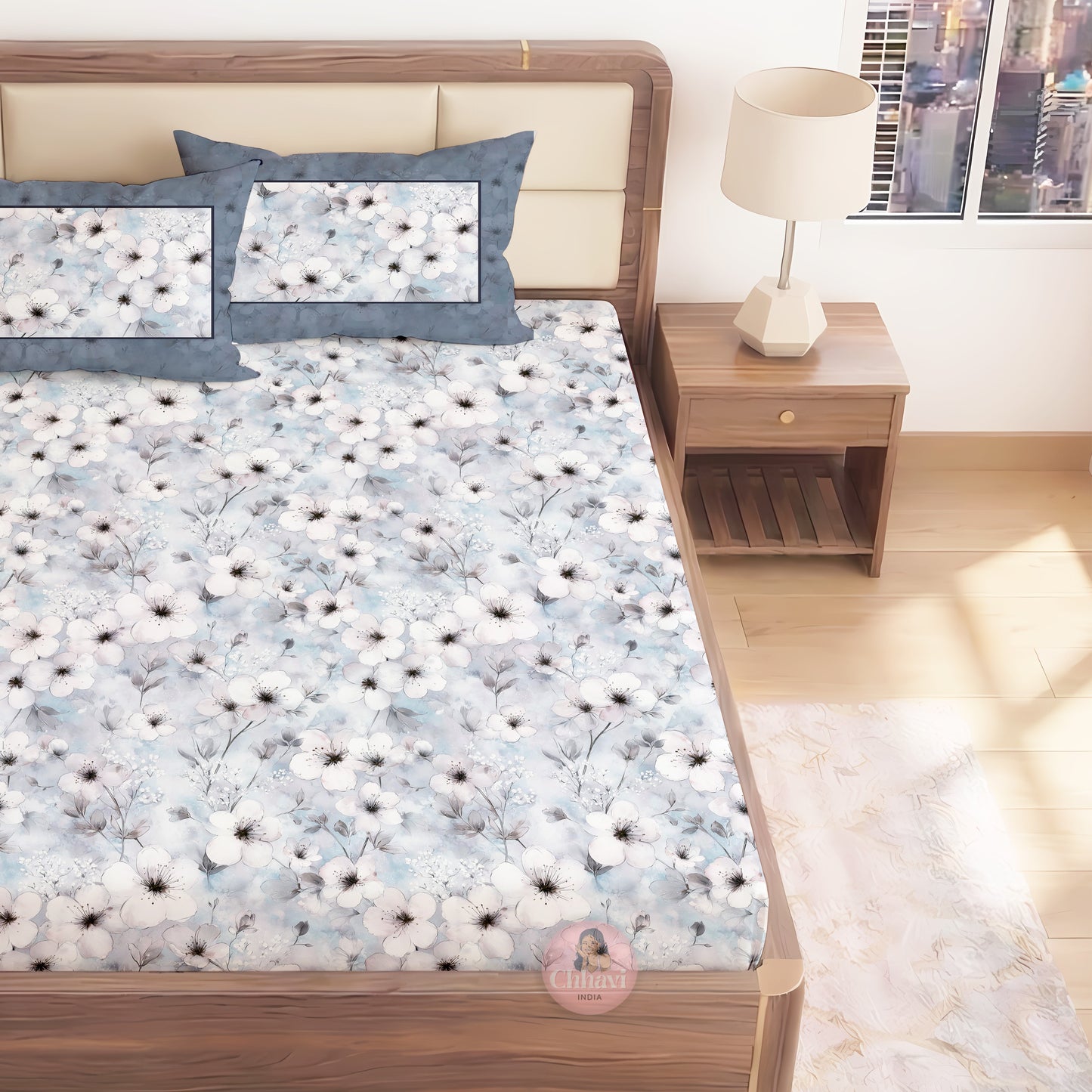 CHHAVI INDIA 210 TC Microfiber Printed King Size Bedsheet With Pillow Covers