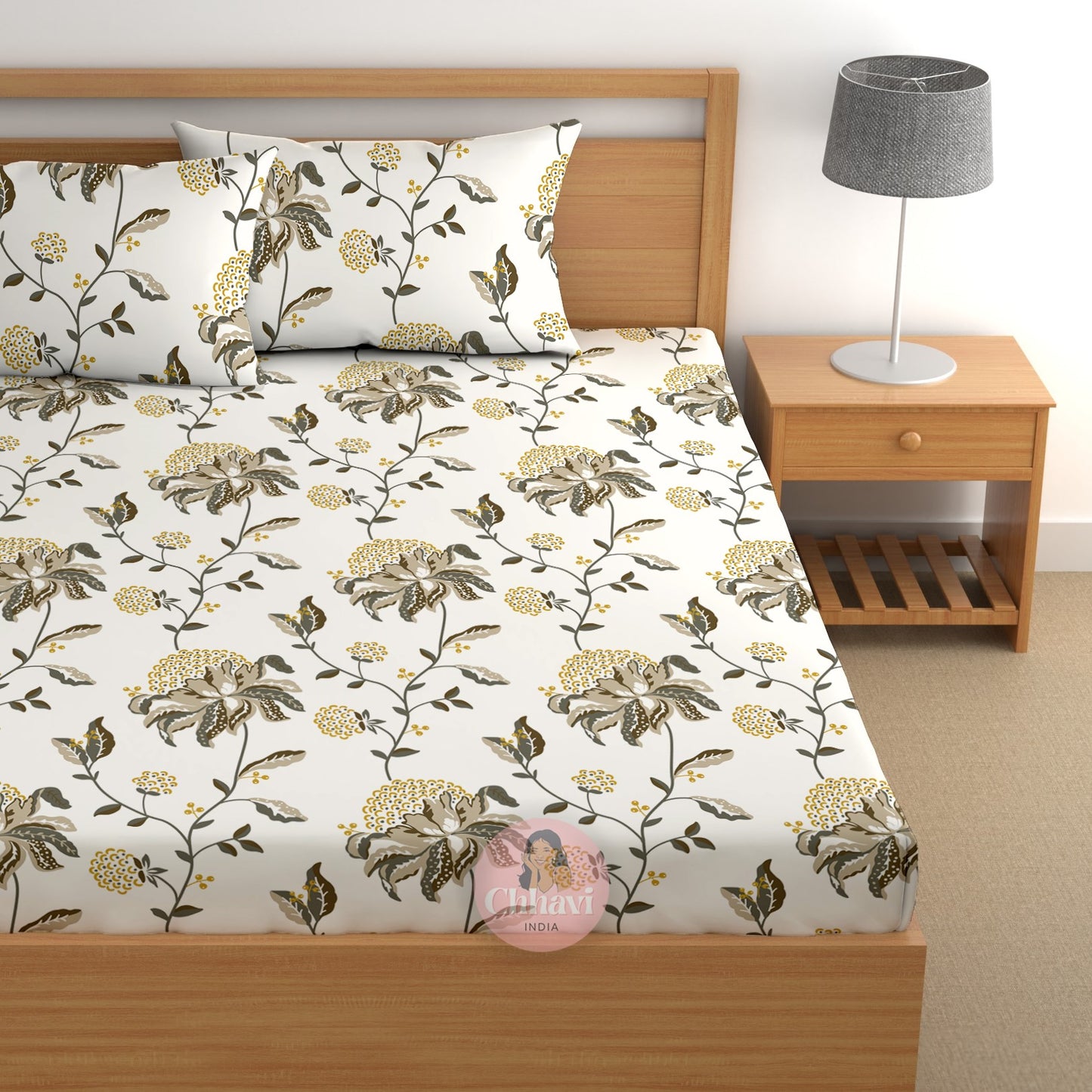 CHHAVI INDIA 180 TC Microfiber Printed Double Bedsheet With 2 Pillow Covers