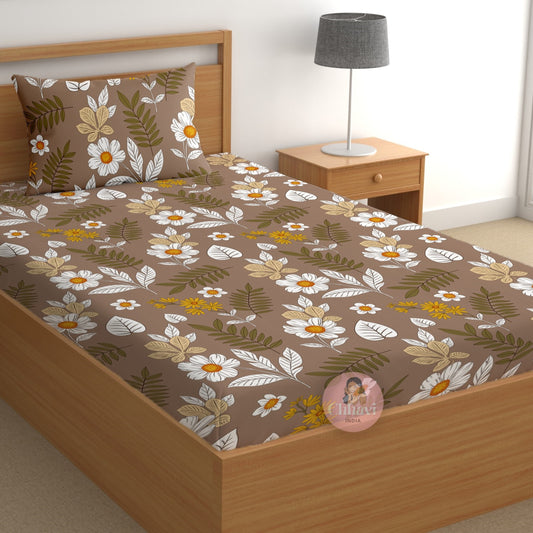 CHHAVI INDIA 180 TC Microfiber Printed Single Bedsheet With 1 Pillow Cover