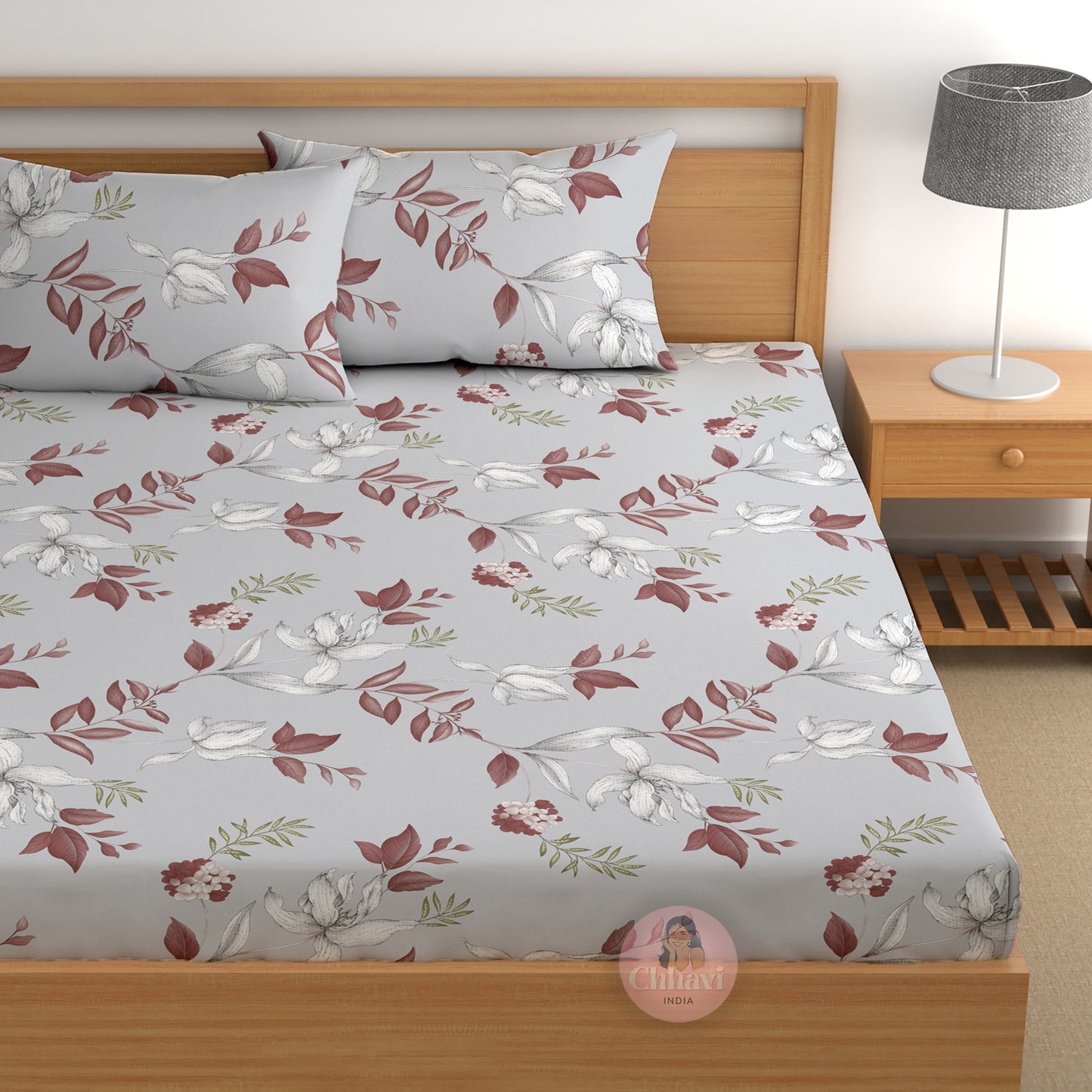 CHHAVI INDIA 210 TC Microfiber Printed Double Bedsheet With 2 Pillow Covers