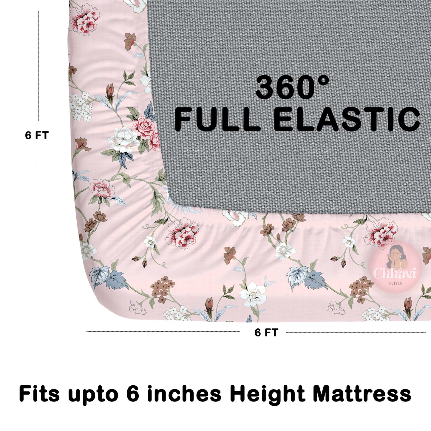 CHHAVI INDIA 210 TC Microfiber Waterproof Printed Fitted (Elastic) Bedsheet